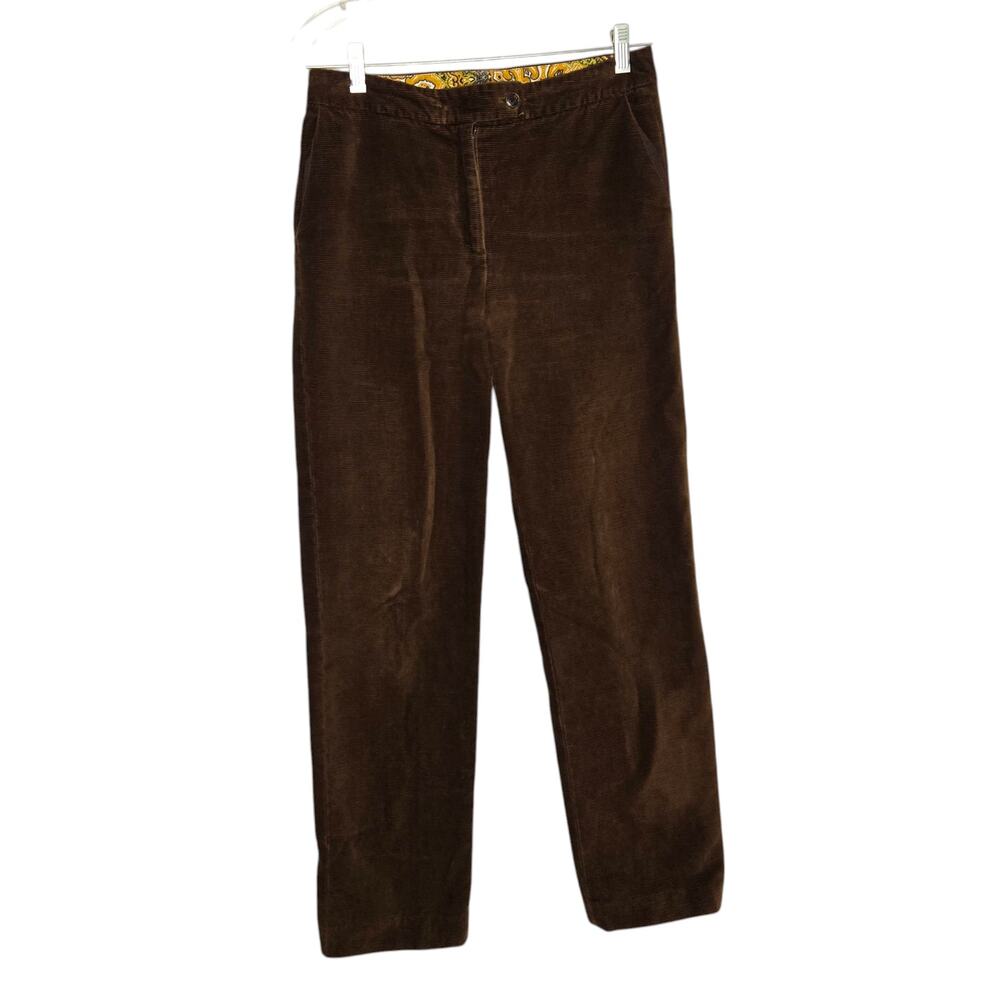 J. McLaughlin Corduroy Pants Brown High Rise Flat Front Straight Leg Women 4